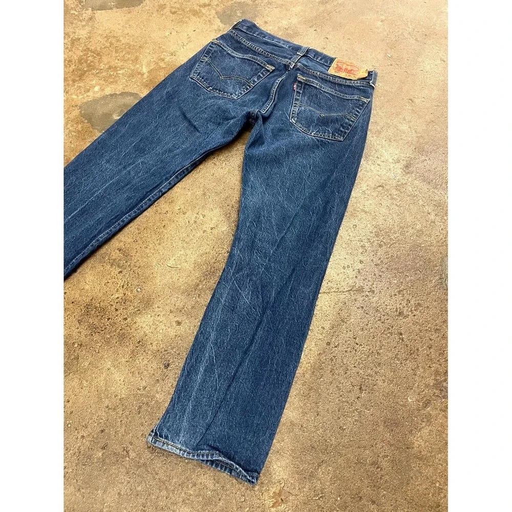 Levi's 501 Original Straight Jeans Men 32x30 Blue Denim Cotton Stretch Dark Wash